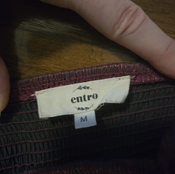 Entro Medium Long Sleeve Metallic Chromatic Purple Ruffle Tiered Romper - Picture 9 of 9